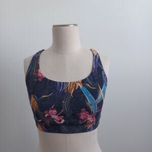 Lululemon Sports Bra Women 6 Black Floral Print Energy Yoga Unpadded Unlined‎